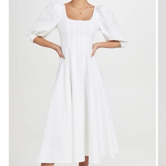 New NWT STAUD  SWELLS DRESS WHITE  SIZE 4 - Picture 1 of 5